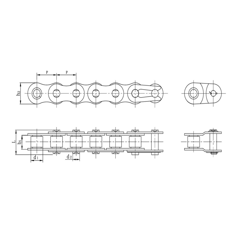 Rozsdamentes acél rövid osztású precíziós görgős láncok