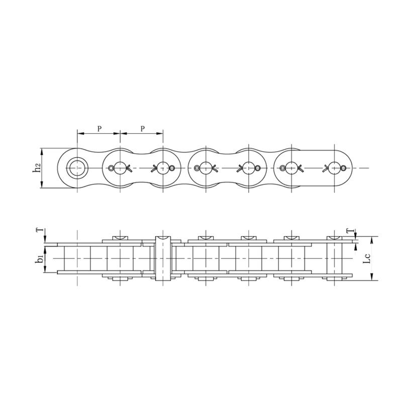 Nagy teherbírású szériás, sajtolt típusú görgős láncok